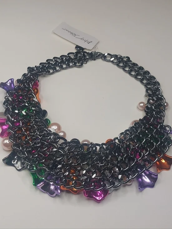 Betsey Johnson Halloween Colorful Ghosts Chunky Bib Statement Necklace - Picture 6 of 16